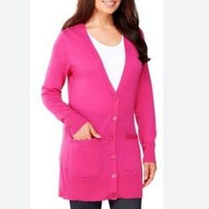 NWT! Isaac Mizrahl cotton  Boyfriend Cardigan